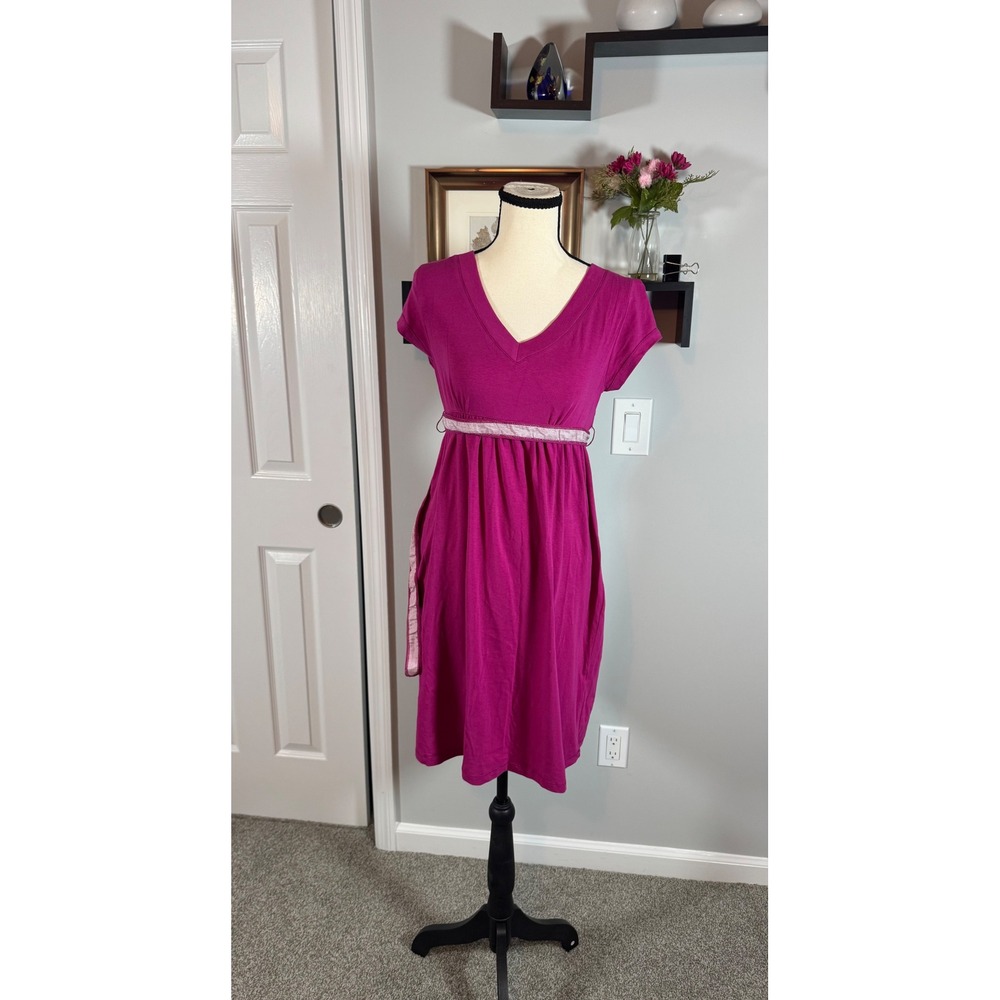 Aeropostale Womens Magenta Pink Empire Waist V-Neck Knit Dress Large